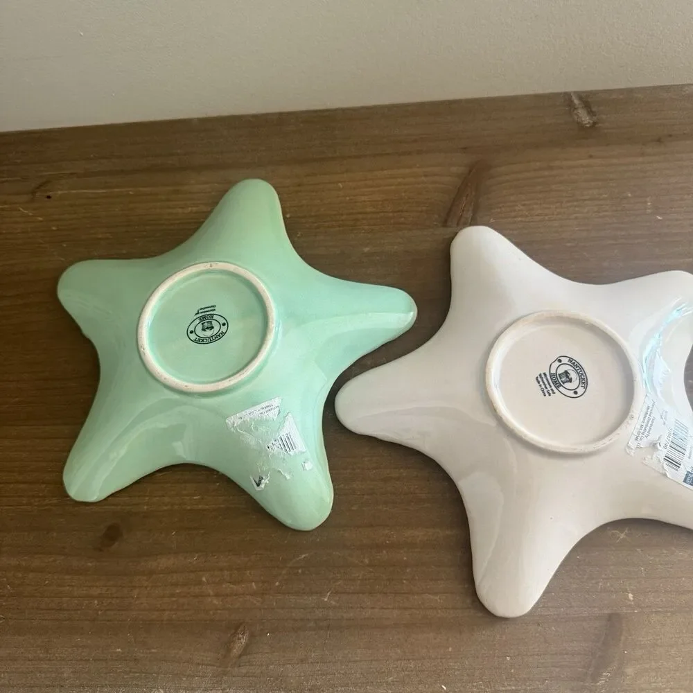 2 Nantucket Home Ceramic STARFiISH Sauce Trinket Dishes Textured Set of 2